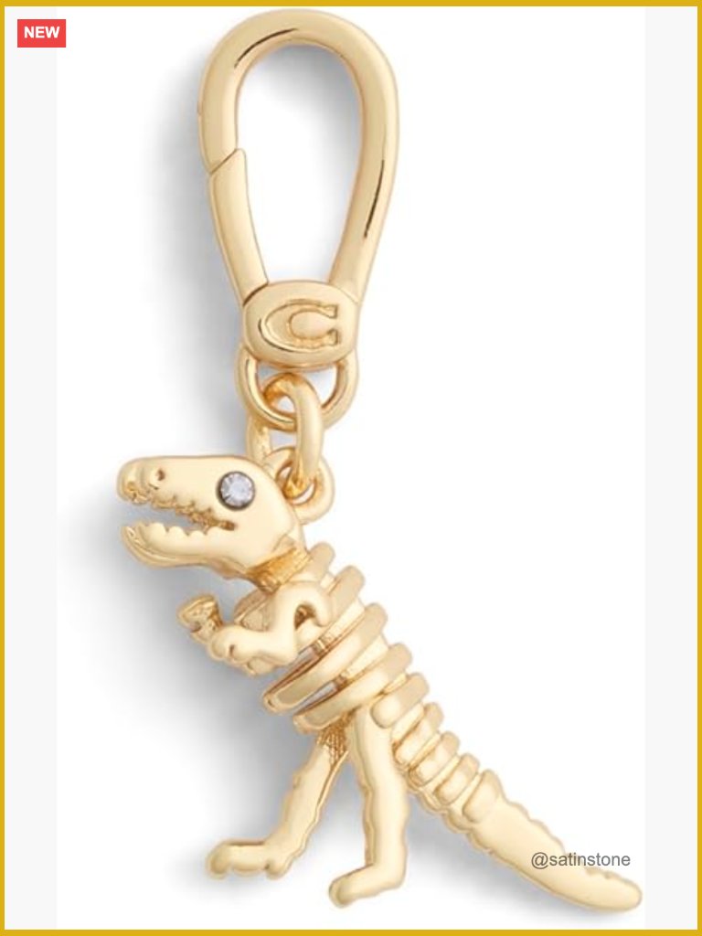 Collectible Dinosaur Charm With Lobster Clasp, Brass